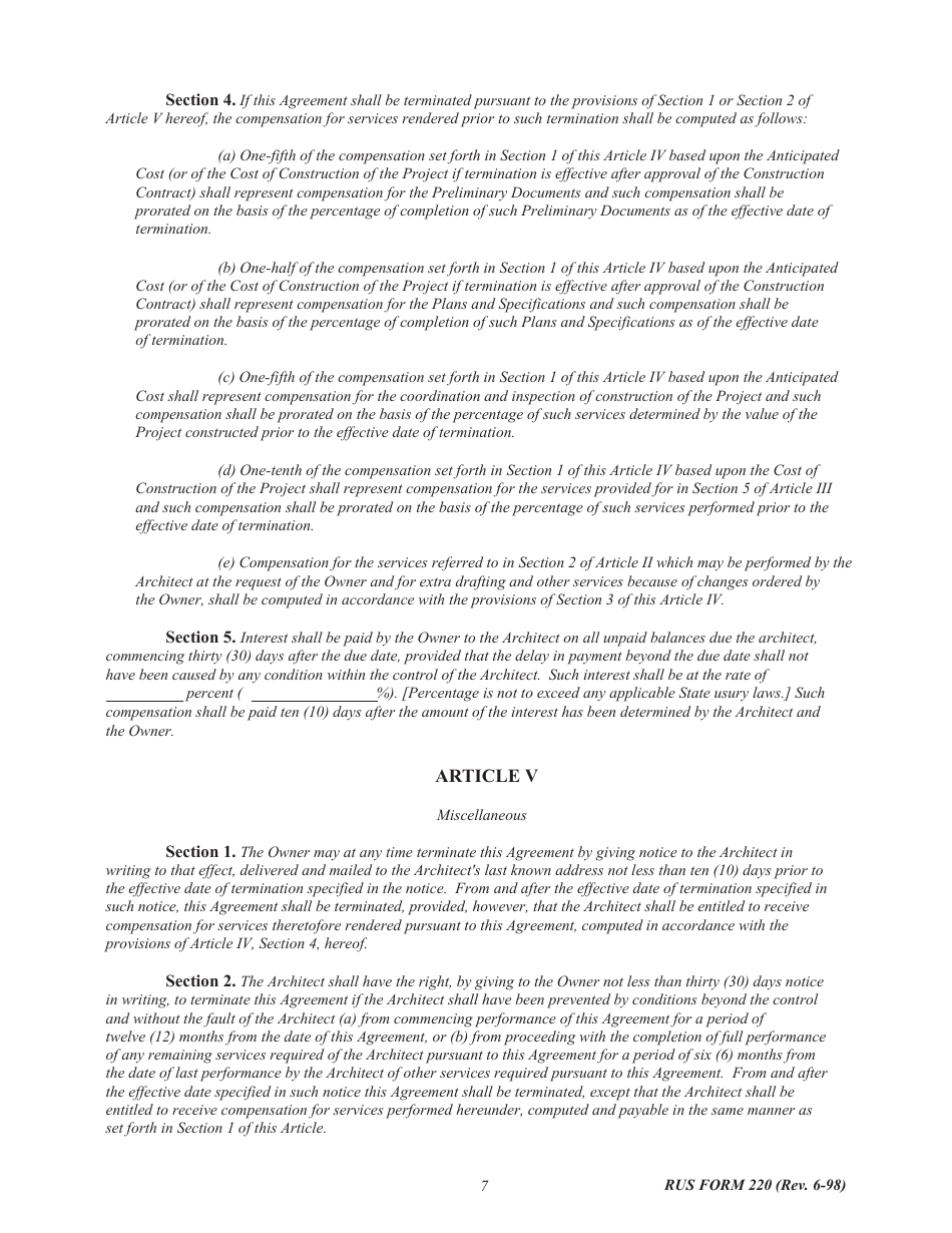 RUS Form 220 - Fill Out, Sign Online and Download Fillable PDF ...