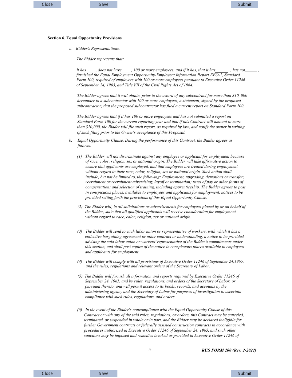 RUS Form 200 Construction Contract Generating, Page 13