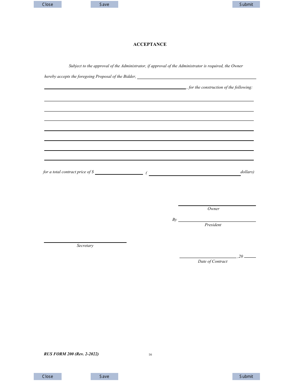 RUS Form 200 Construction Contract Generating, Page 16