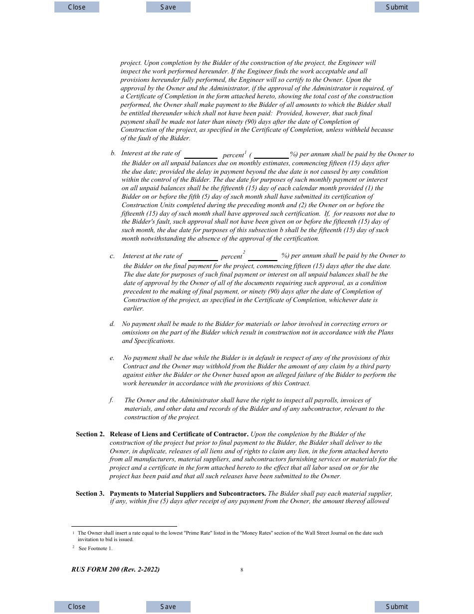 RUS Form 200 Construction Contract Generating, Page 8