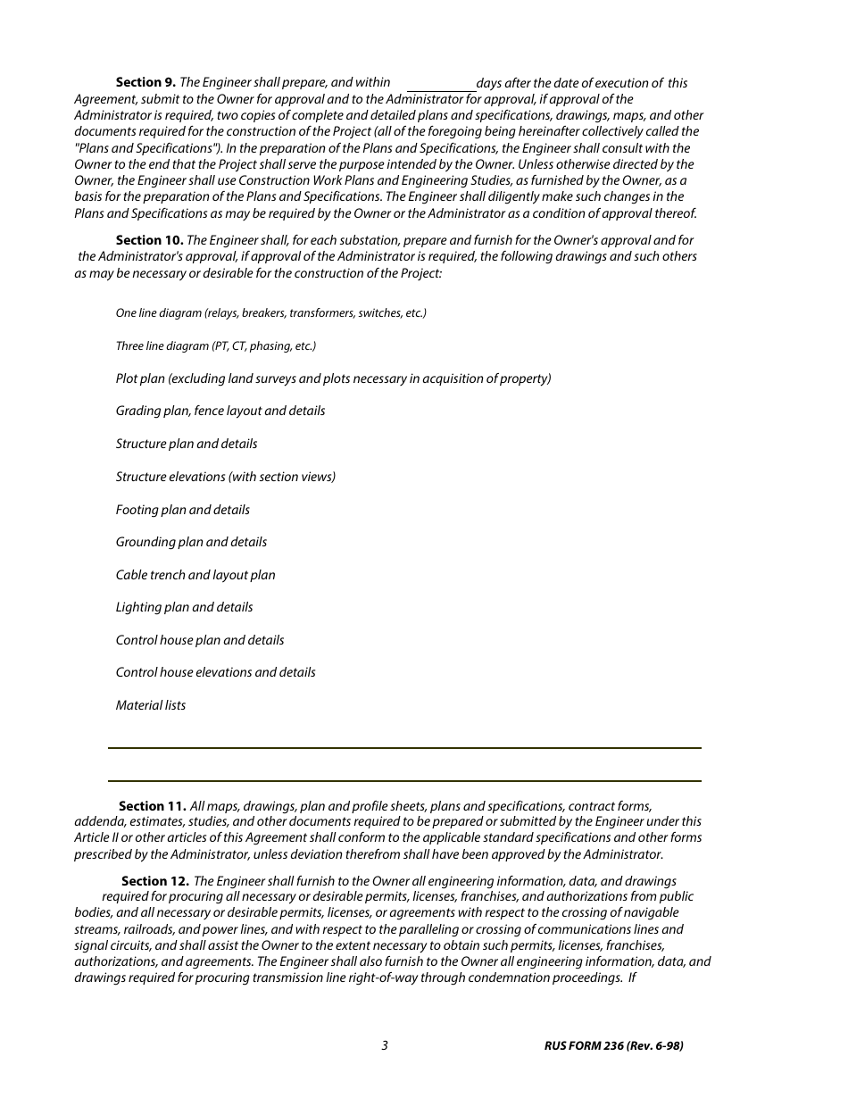 RUS Form 236 Engineering Service Contract Electric System Design and Construction, Page 3