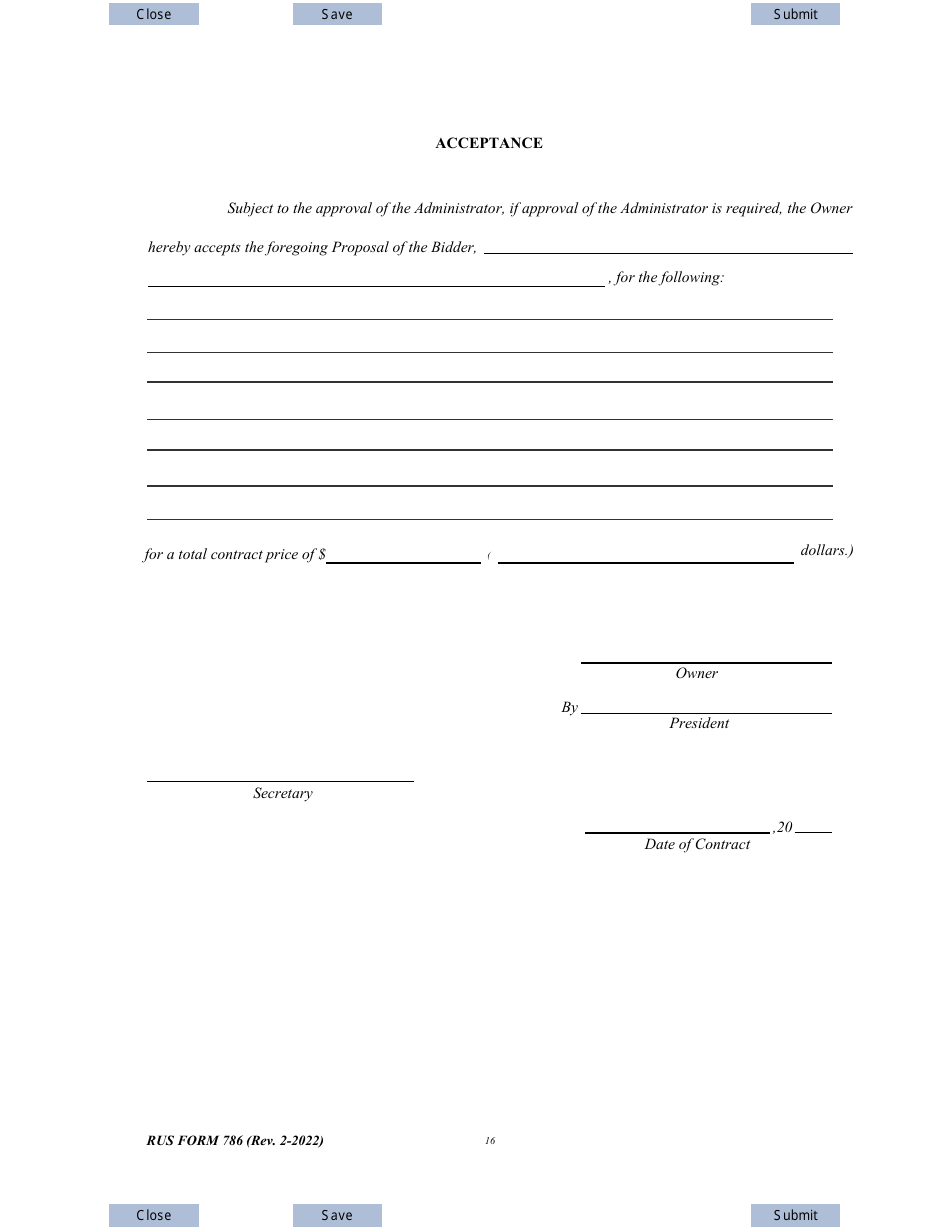 RUS Form 786 Electric System Communications and Control Equipment Contract (Including Installation), Page 16