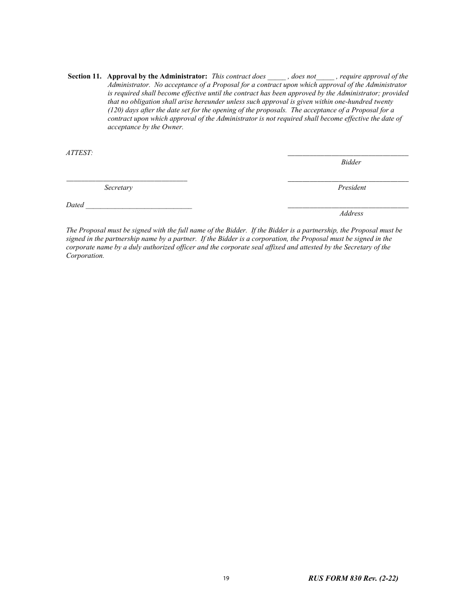 RUS Form 830 Electric System Construction Contract - Project Construction, Page 19