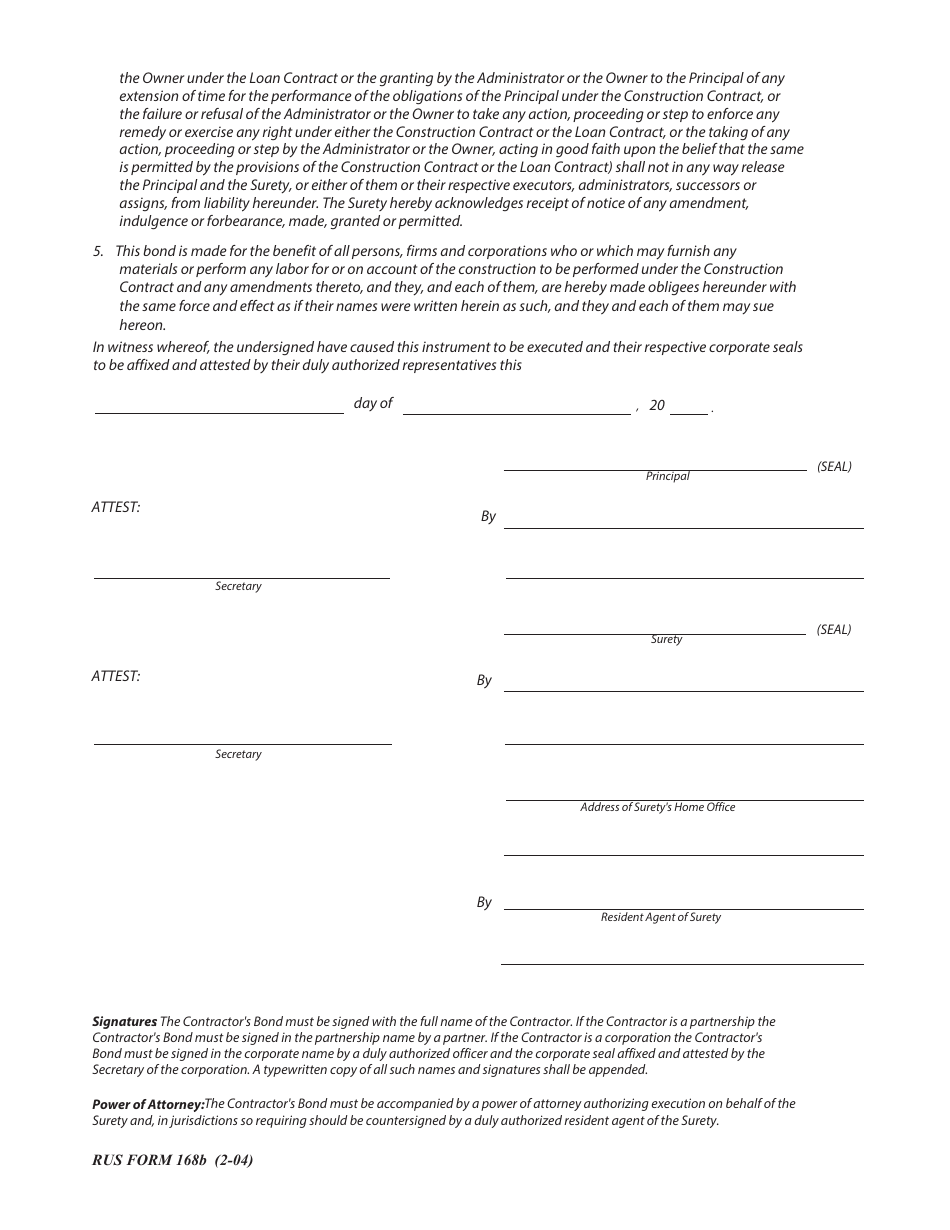 RUS Form 168B - Fill Out, Sign Online and Download Fillable PDF ...