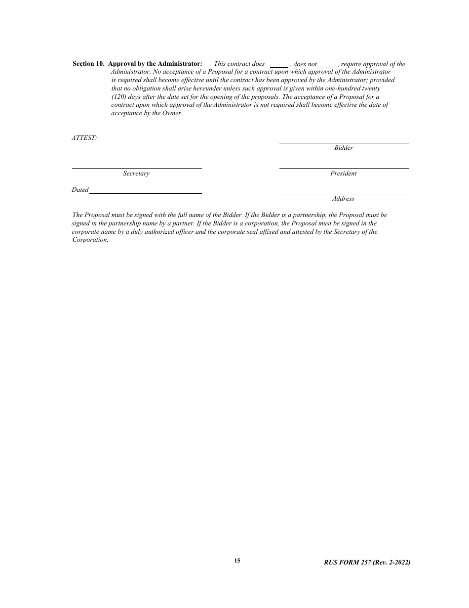 RUS Form 257 Contract to Construct Buildings - Notice and Instructions to Bidders, Page 15