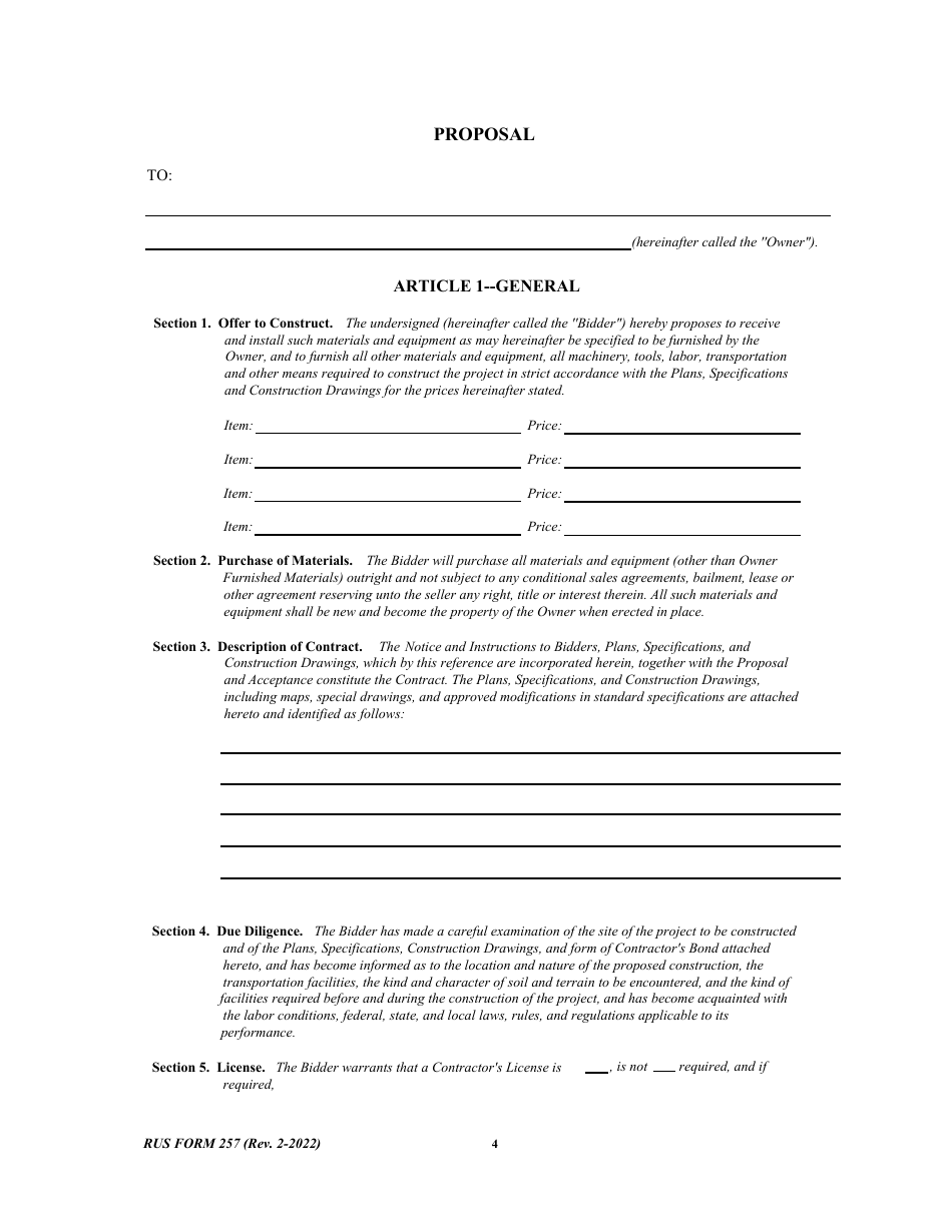 RUS Form 257 Contract to Construct Buildings - Notice and Instructions to Bidders, Page 4