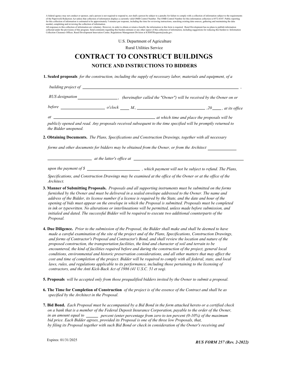 RUS Form 257 - Fill Out, Sign Online and Download Fillable PDF ...