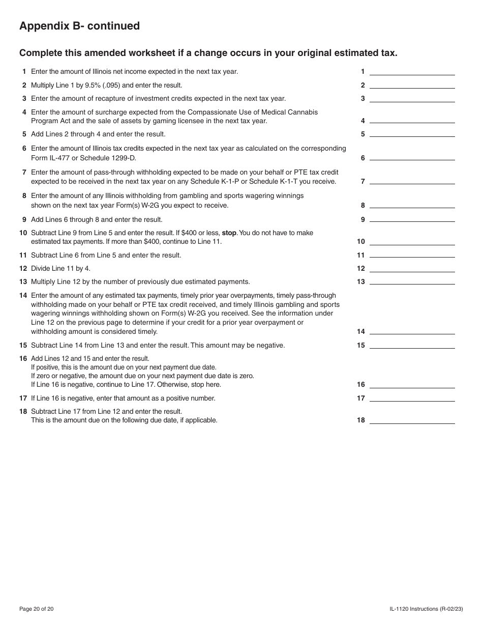 Instructions for Form IL-1120 Corporation Income and Replacement Tax Return - Illinois, Page 20