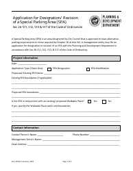 Document preview: Application for Designation/Revision of a Special Parking Area (SPA) - City of Houston, Texas
