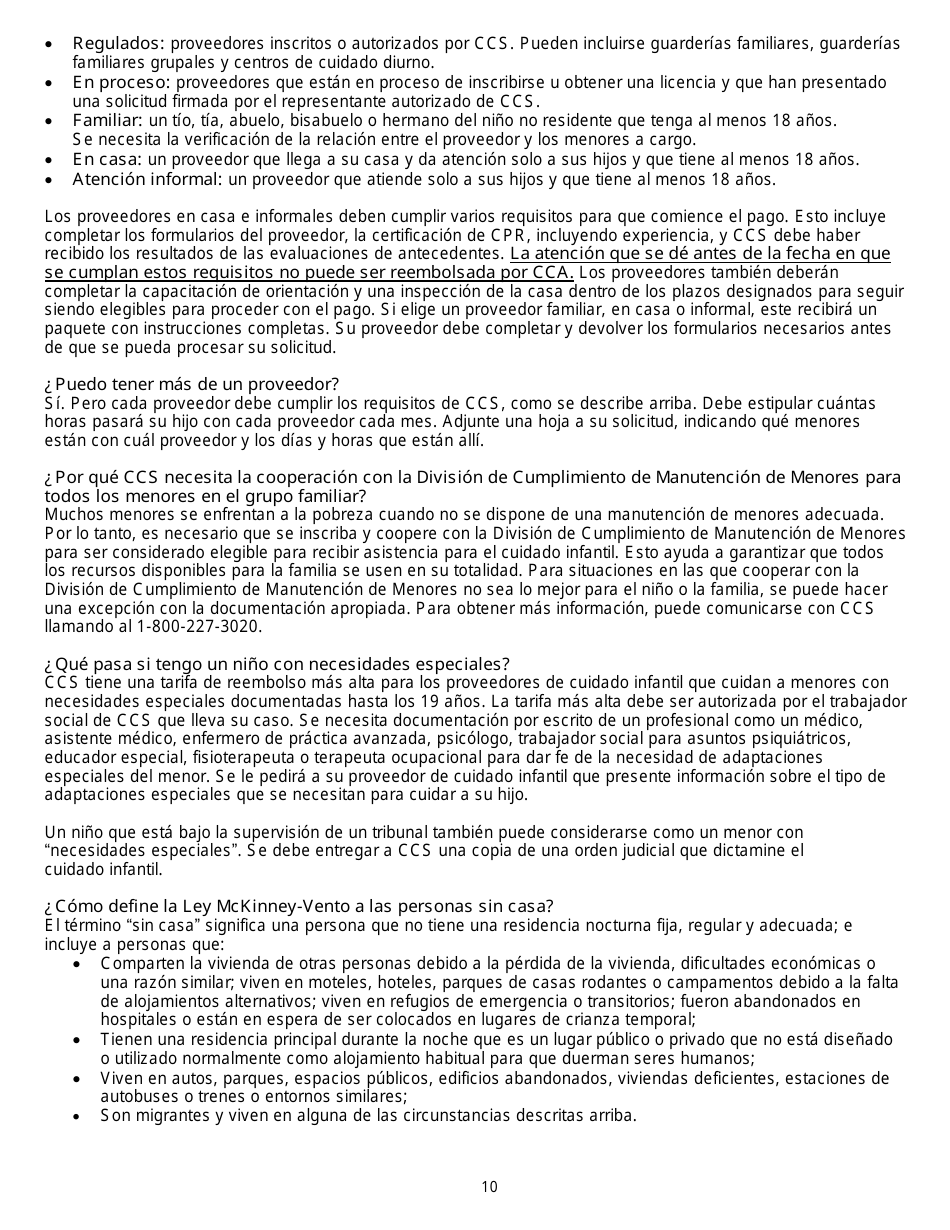 Formulario DSS-CC-950 Solicitud De Asistencia Para Cuidado Infantil - South Dakota (Spanish), Page 10