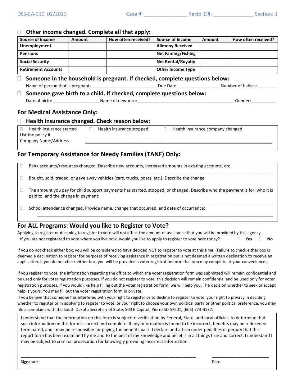 Form DSS-EA-310 Download Printable PDF or Fill Online Medical ...