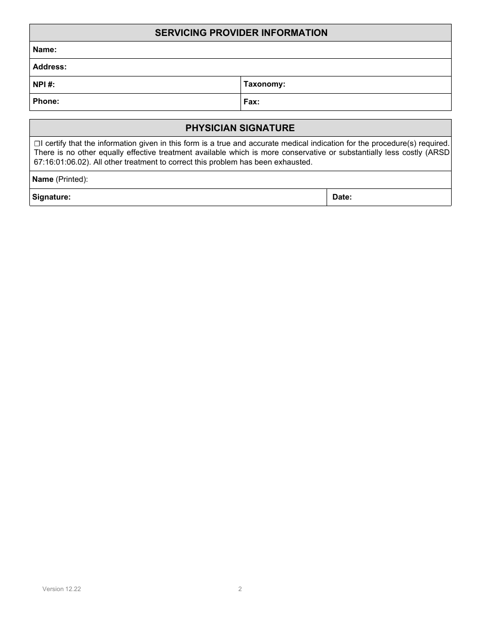 Form PA-100 Prior Authorization Request Form: General - South Dakota, Page 2