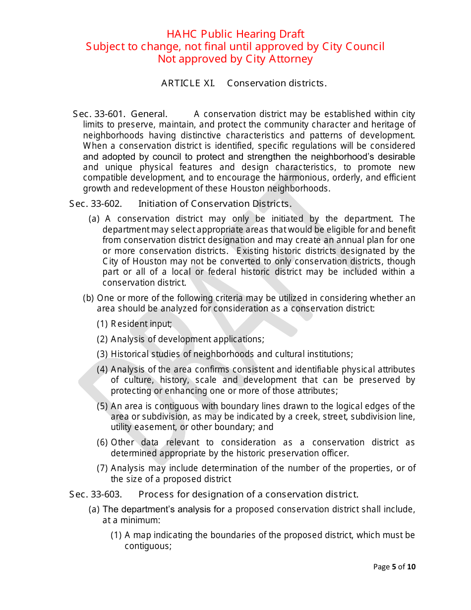 Hahc Public Hearing Draft - City of Houston, Texas, Page 5