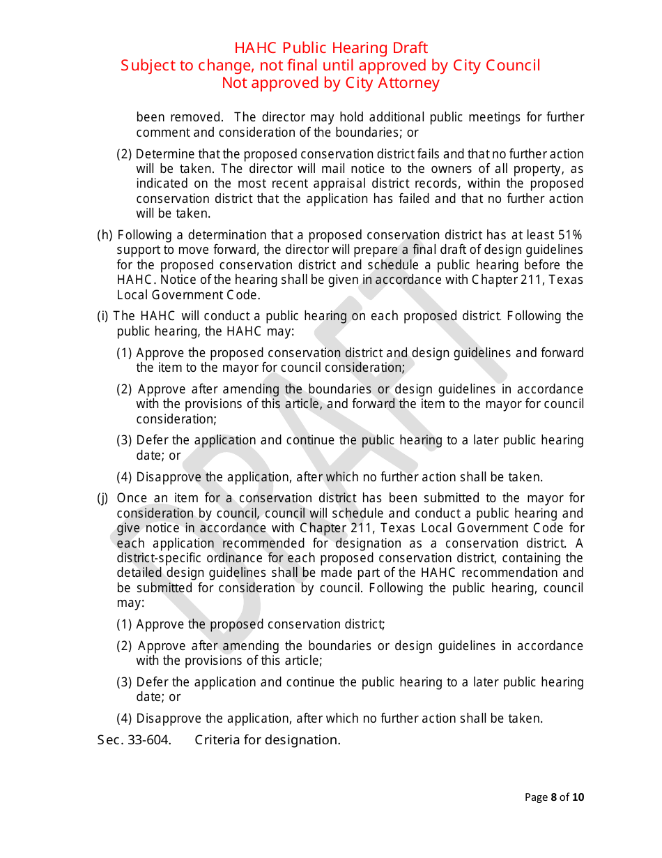 Hahc Public Hearing Draft - City of Houston, Texas, Page 8