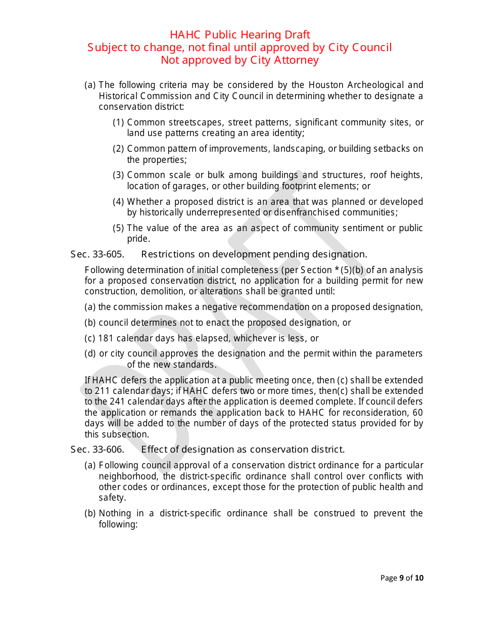 Hahc Public Hearing Draft - City of Houston, Texas, Page 9