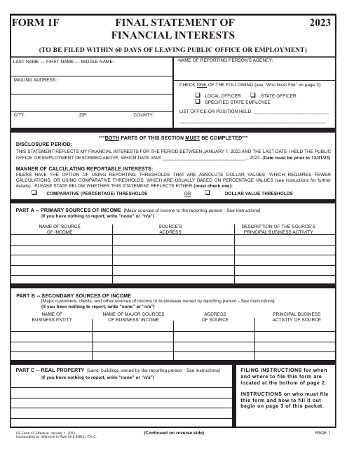 CE Form 1F 2023 Printable Pdf