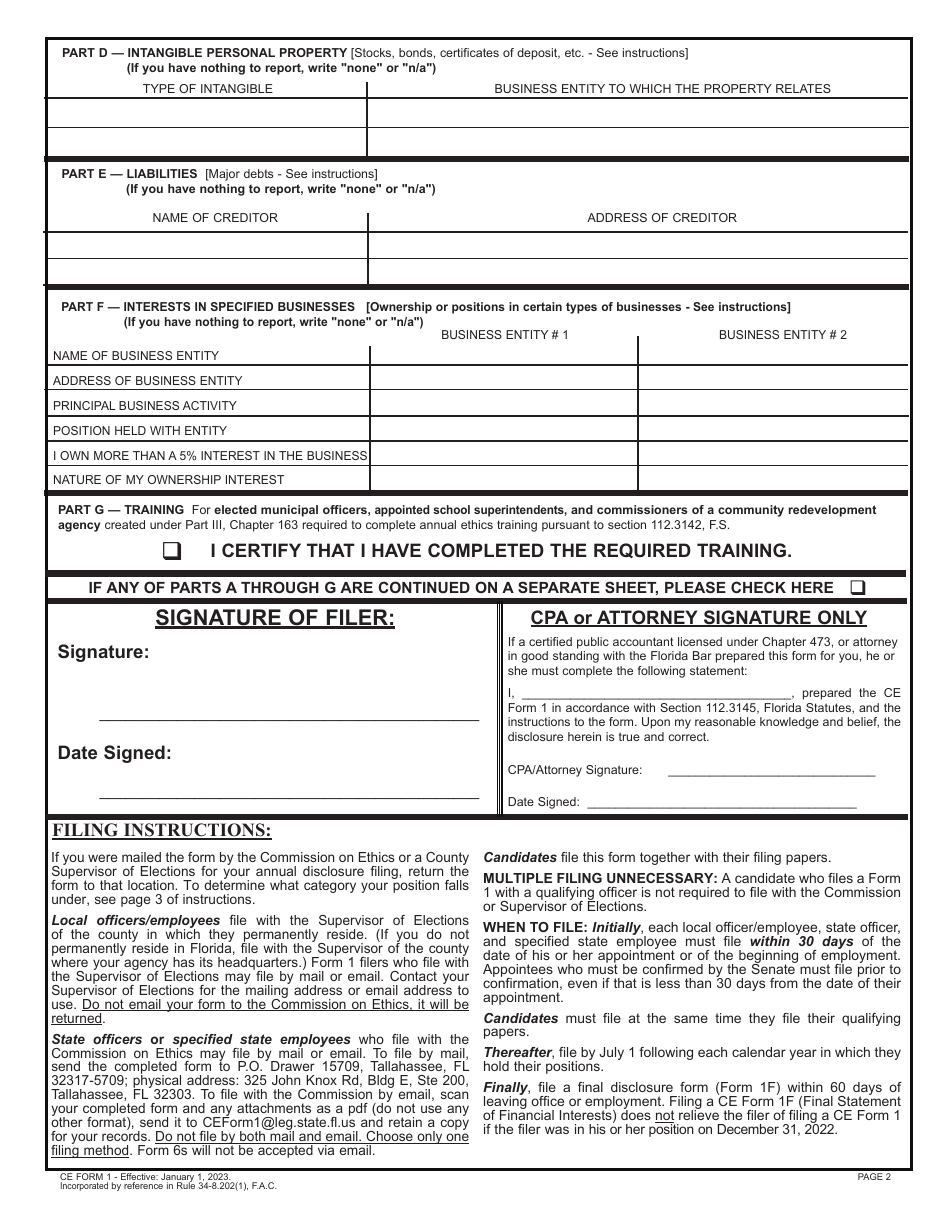 CE Form 1 Download Fillable PDF or Fill Online Statement of Financial