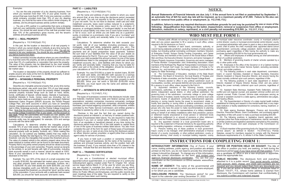 CE Form 1 Statement of Financial Interests - Florida, Page 6