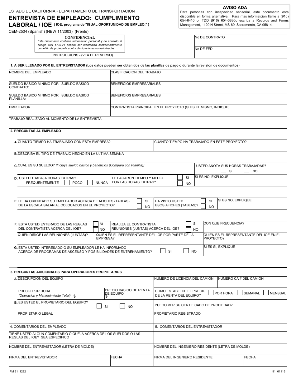 Formulario CEM-2504(SPANISH) - Fill Out, Sign Online and Download ...