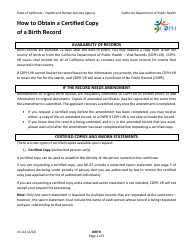 Form VS111 Application for Certified Copy of Birth Record - California