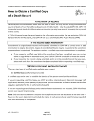 Document preview: Form VS112 Application for Certified Copy of Death Record - California