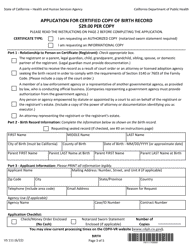 Form VS111 Application for Certified Copy of Birth Record - California (English/Spanish), Page 3