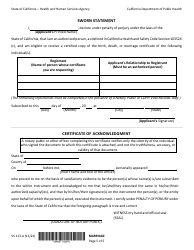Form VS113-A Application for Certified Copy of Marriage Record - California (English/Spanish), Page 5