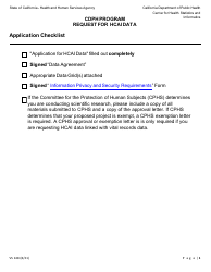 Document preview: Form VS148 Cdph Program Request for Hcai Data - California