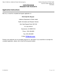 Form VS148 Cdph Program Request for Hcai Data - California, Page 2