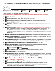 Document preview: Agreement Funding Application (Afa) Checklist - California, 2023
