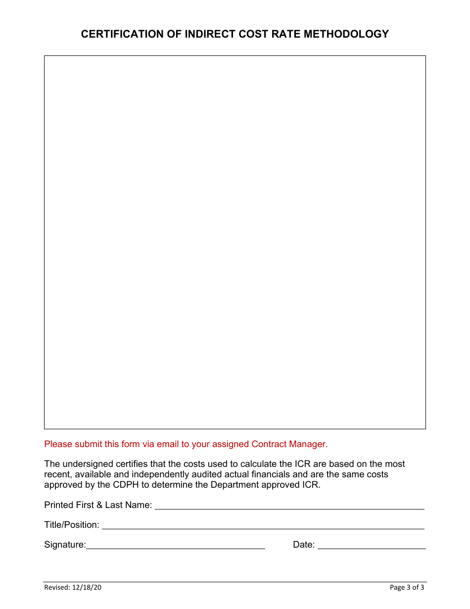 Certification of Indirect Cost Rate Methodology - California, Page 3