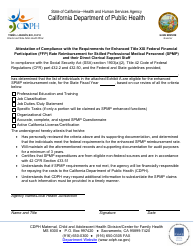 Document preview: Attestation of Compliance With the Requirements for Enhanced Title Xix Federal Financial Participation (Ffp) Rate Reimbursement for Skilled Professional Medical Personnel (Spmp) and Their Direct Clerical Support Staff - California