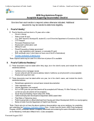 Acceptable Supporting Documentation Checklist - AIDS Drug Assistance Program - California