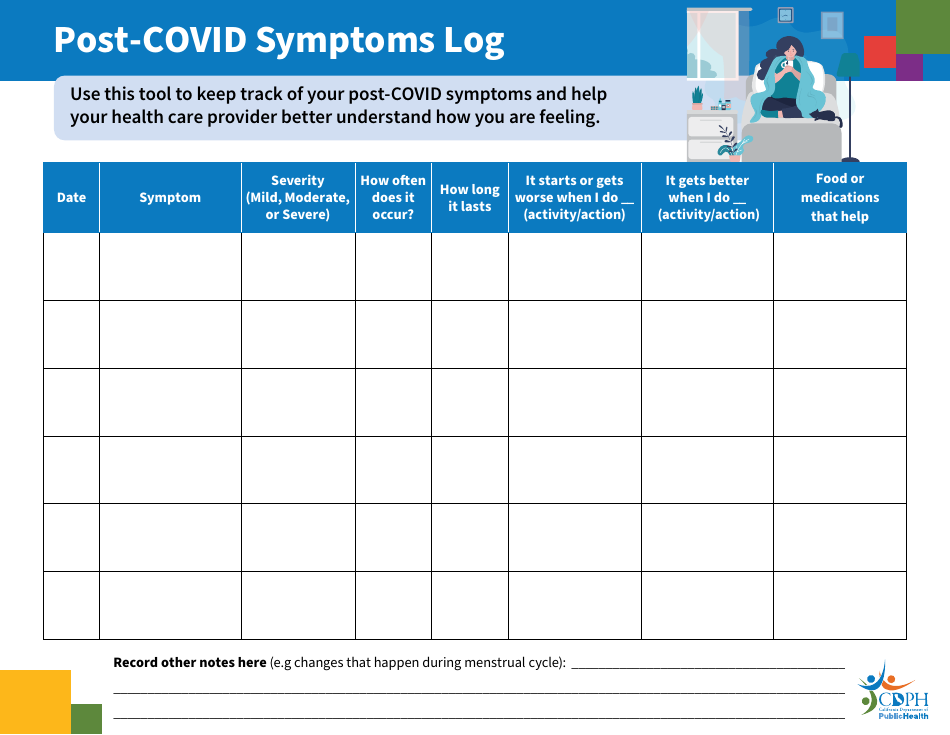 Post-covid Symptoms Log - California, Page 1