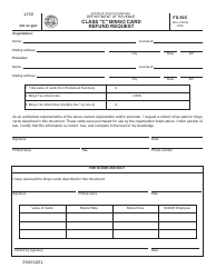 Form FS-92C Class C Bingo Card Refund Request - South Carolina