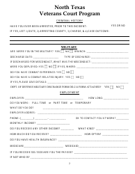 Initial Screening Form - North Texas Veterans Court Program - Collin County, Texas, Page 2