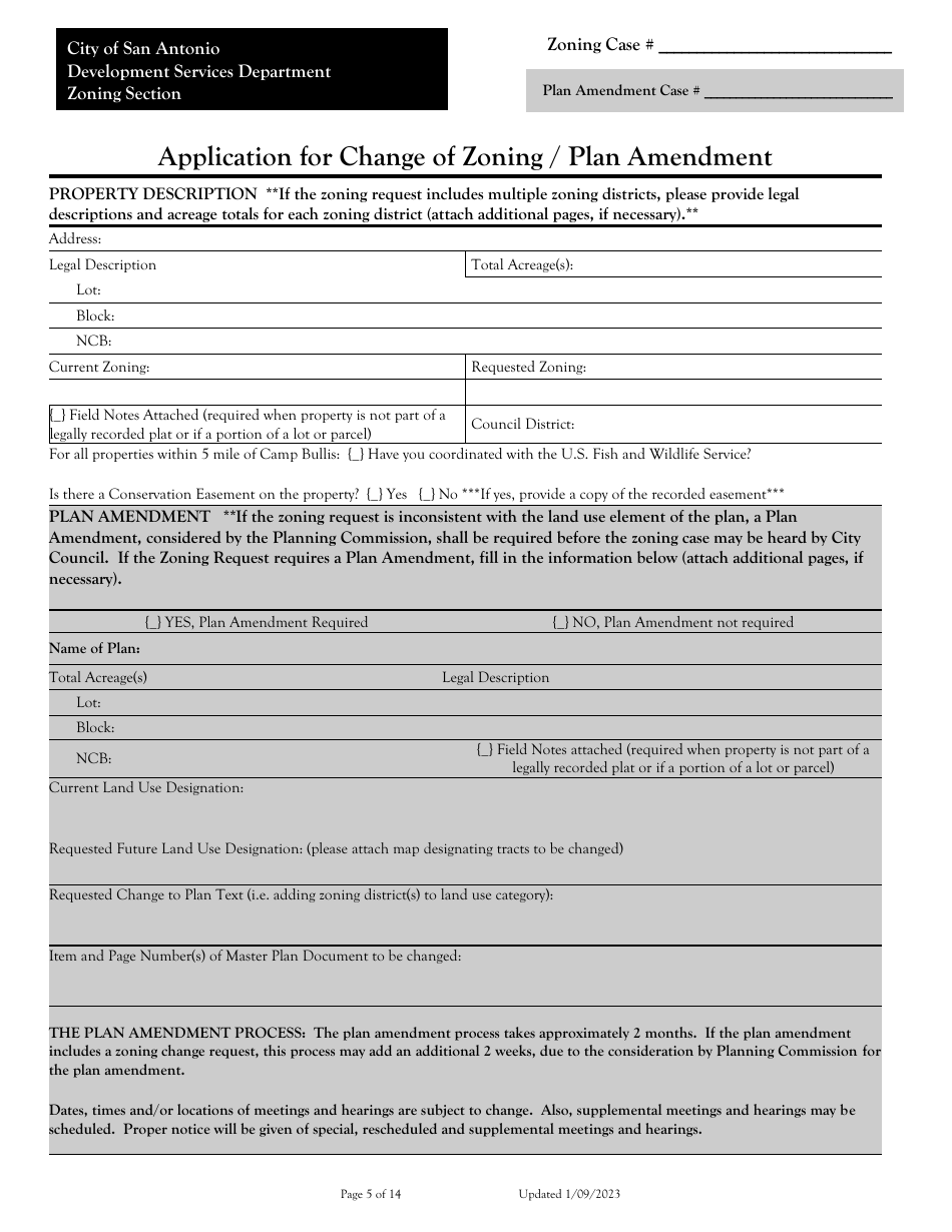 Application for Change of Zoning / Plan Amendment - City of San Antonio, Texas, Page 5