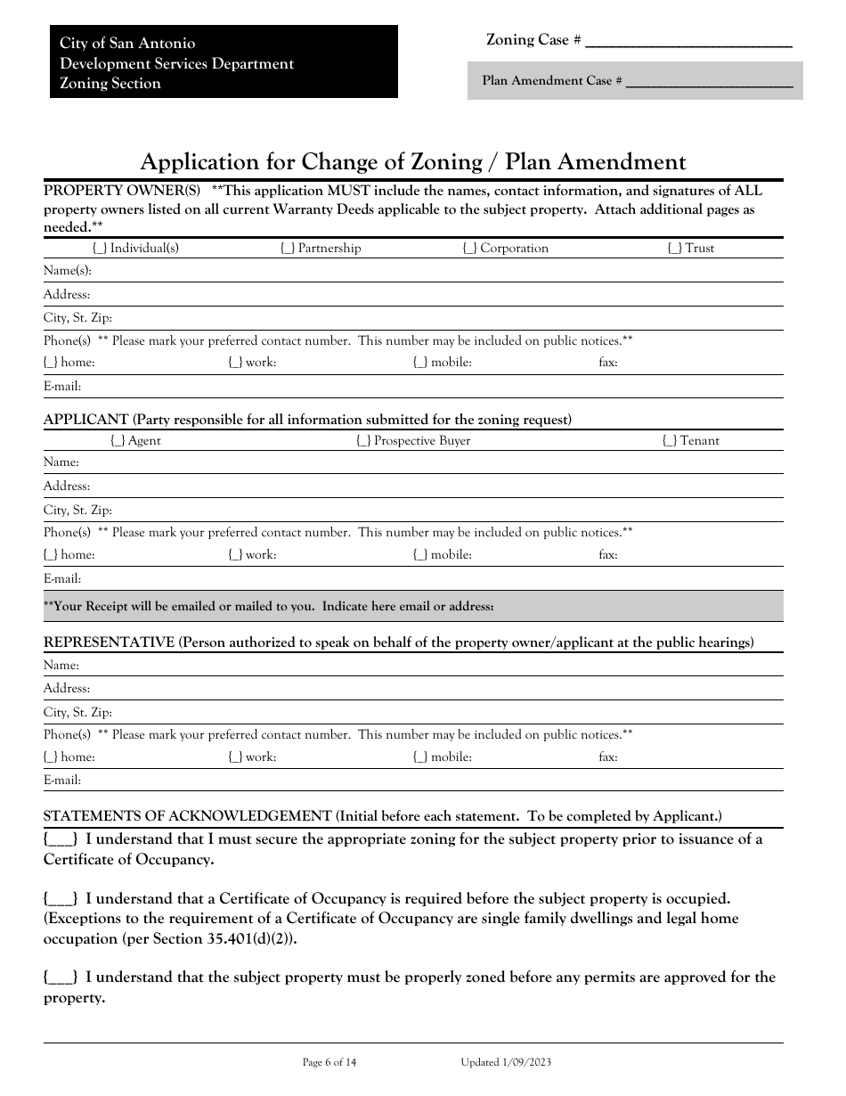 Application for Change of Zoning / Plan Amendment - City of San Antonio, Texas, Page 6