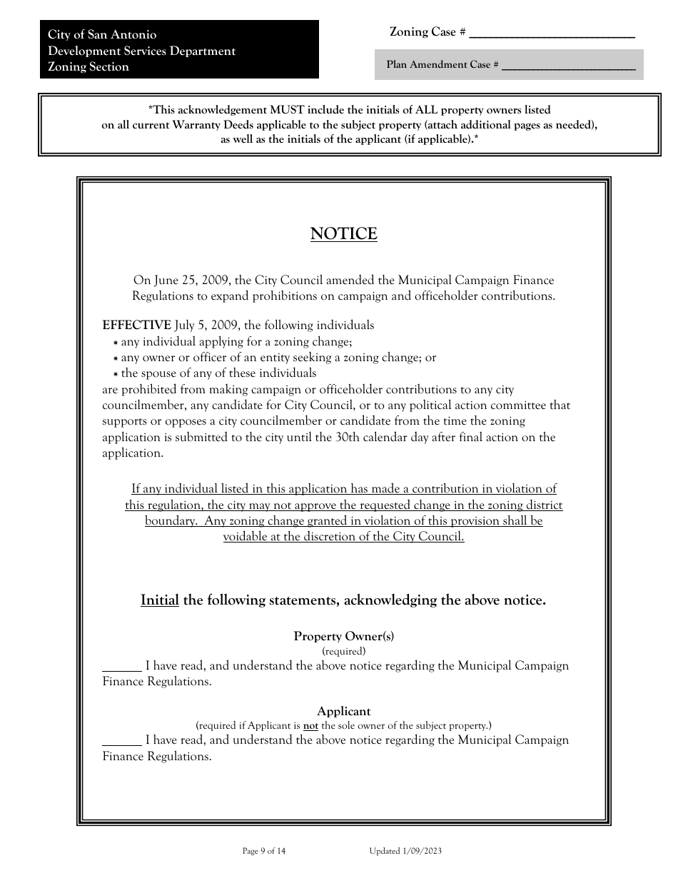 Application for Change of Zoning / Plan Amendment - City of San Antonio, Texas, Page 9