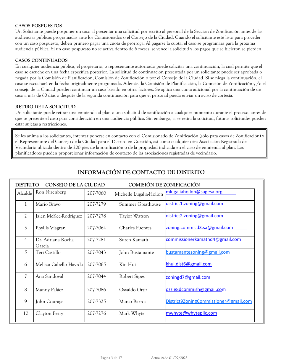 Solicitud Para Cambio De Zonificacion / Enmienda De Plan - City of San Antonio, Texas (Spanish), Page 3