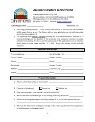 Document preview: Accessory Structure Zoning Permit - City of Ionia, Michigan