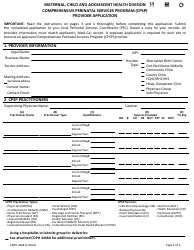 Form CDPH4448 Provider Application - Comprehensive Perinatal Services Program (Cpsp) - California