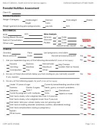 Form CDPH4472C Prenatal Nutrition Assessment - California