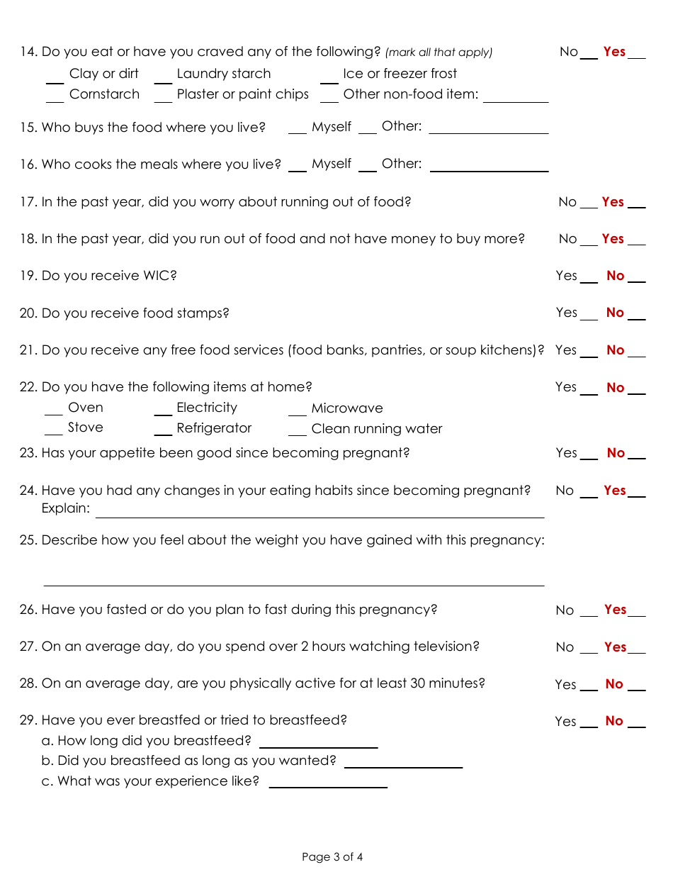 Form CDPH4472C Prenatal Nutrition Assessment - California, Page 3