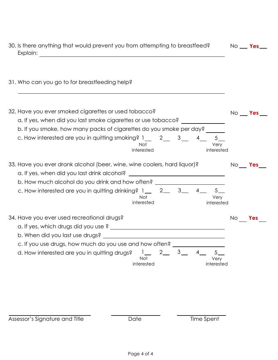 Form CDPH4472C Prenatal Nutrition Assessment - California, Page 4