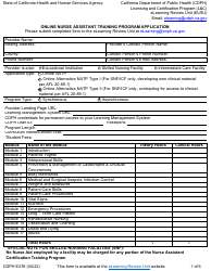 Document preview: Form CDPH E276 Online Nurse Assistant Training Program Application - California