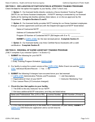 Form CDPH278R Certified Nurse Assistant Orientation, In-Service, and Nurse Assistant Training Program Combined Renewal Application (Snf/Icf) - California, Page 3
