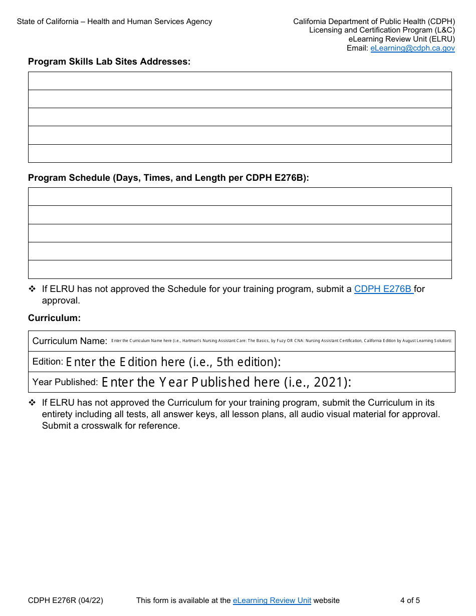 Form CDPH E276R Online Nurse Assistant Training Renewal Application - California, Page 4