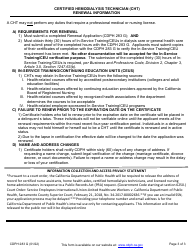 Form CDPH283 G Certified Hemodialysis Technician (Cht) Renewal Application - California, Page 3