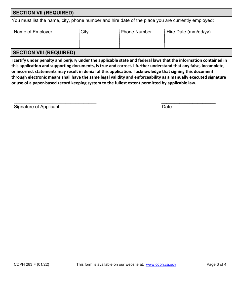 Form CDPH283 F - Fill Out, Sign Online and Download Fillable PDF ...